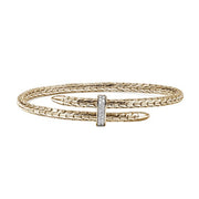 JOHN HARDY 14K Yellow Gold Spear Diamond Pave Slim Flex Cuff